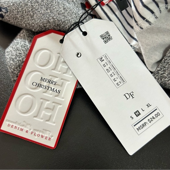 Denim & Flower Ricky Singh Men's Holiday Pug Dog Shirt Gray Red Size Medium - Picture 4 of 7